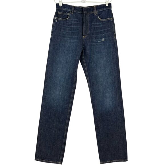 Zara Women Distressed Slim Full-Length Straight Leg Mid Rise Blue Jeans Sz 6 NWT - Picture 1 of 16